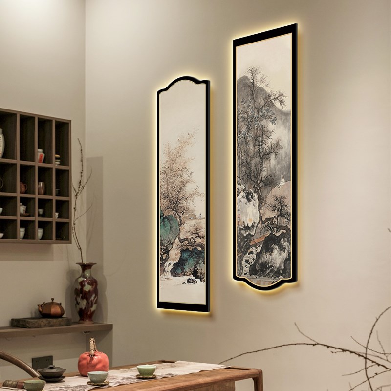 宋代宋式美学茶室背景墙装饰画新中式客厅玄关山水名画高档挂画