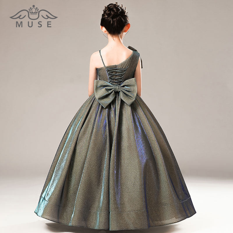 高端女童晚礼服公主裙儿童钢琴演出闪亮模特走秀主持人十岁生日宴