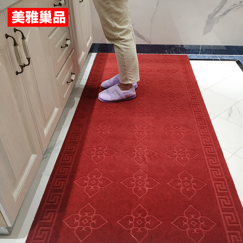 门口地垫PVC绒面加厚红地毯进门家用浴室防滑垫厨房长条垫子裁剪