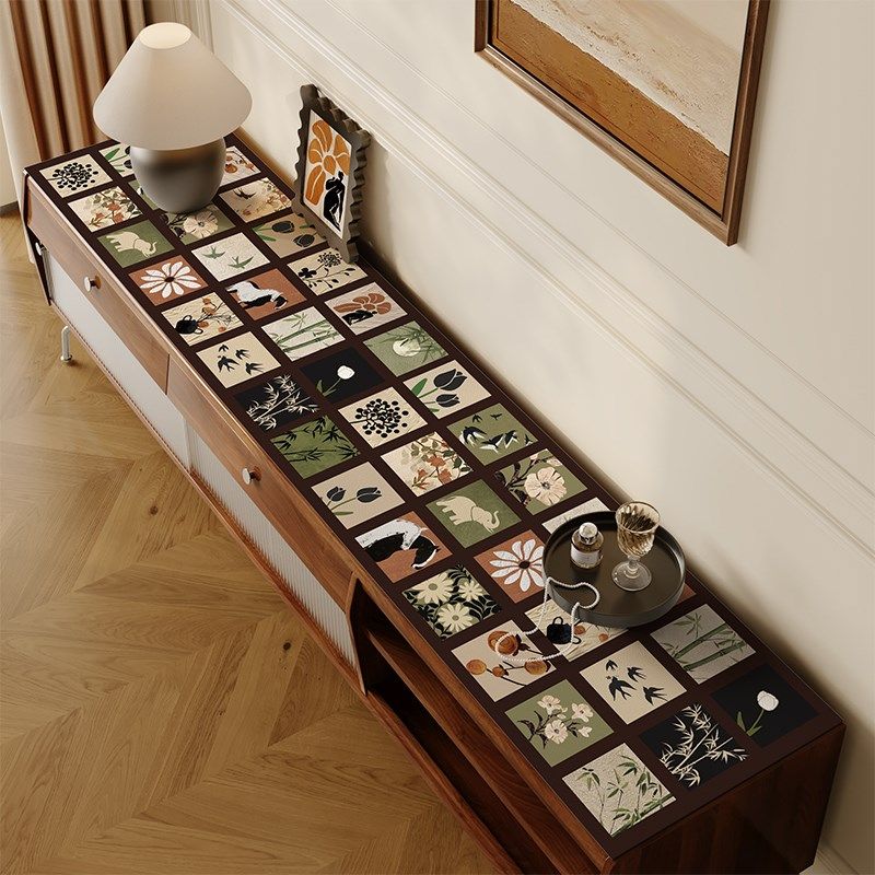 中古风高级感电视柜桌垫防尘防水餐边柜桌垫桌面保护垫鞋柜台面垫