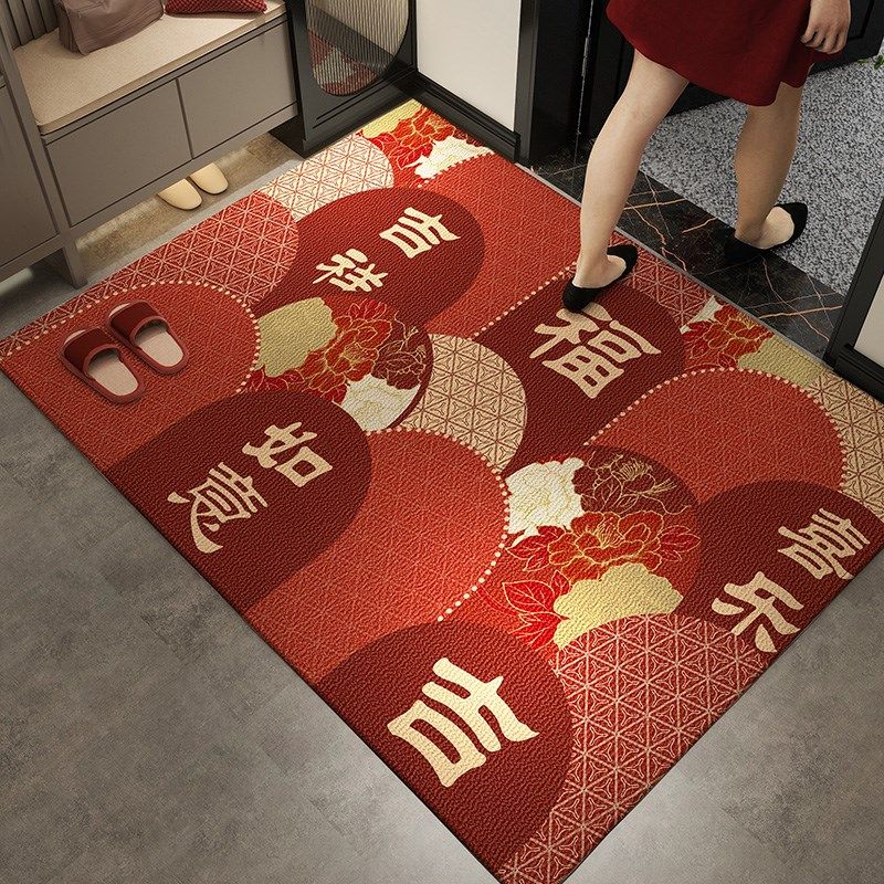 新年喜庆入户门地垫进门门口地毯免洗可擦新居乔迁耐脏脚垫子红色,居家布艺,入户地垫,淘宝优惠券,粉丝福利购,淘宝优惠卷