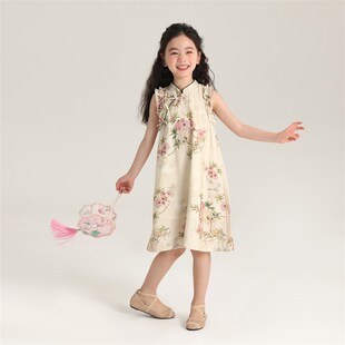 2024夏季新款儿童新中式国风上衣长裤套装女童旗袍裙娃娃衫休闲裤