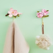 新中式 饰墙面钥匙衣帽钩 轻奢花朵挂钩衣帽钩进门玄关入户创意装