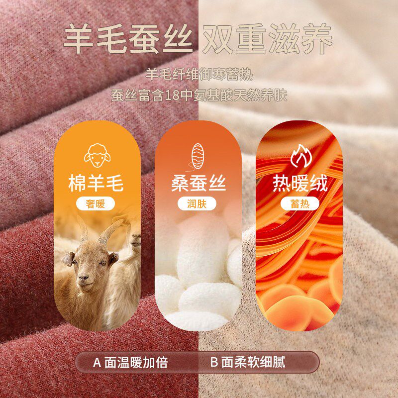 保暖内衣男士加厚加绒德爸爸中老年人发热羊毛蚕丝秋衣秋裤套装女