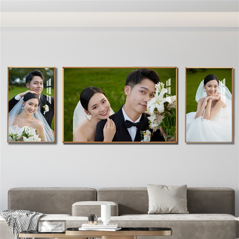 婚纱照放大挂墙定制水晶结婚照客厅组合定制床头48寸洗照片全家福
