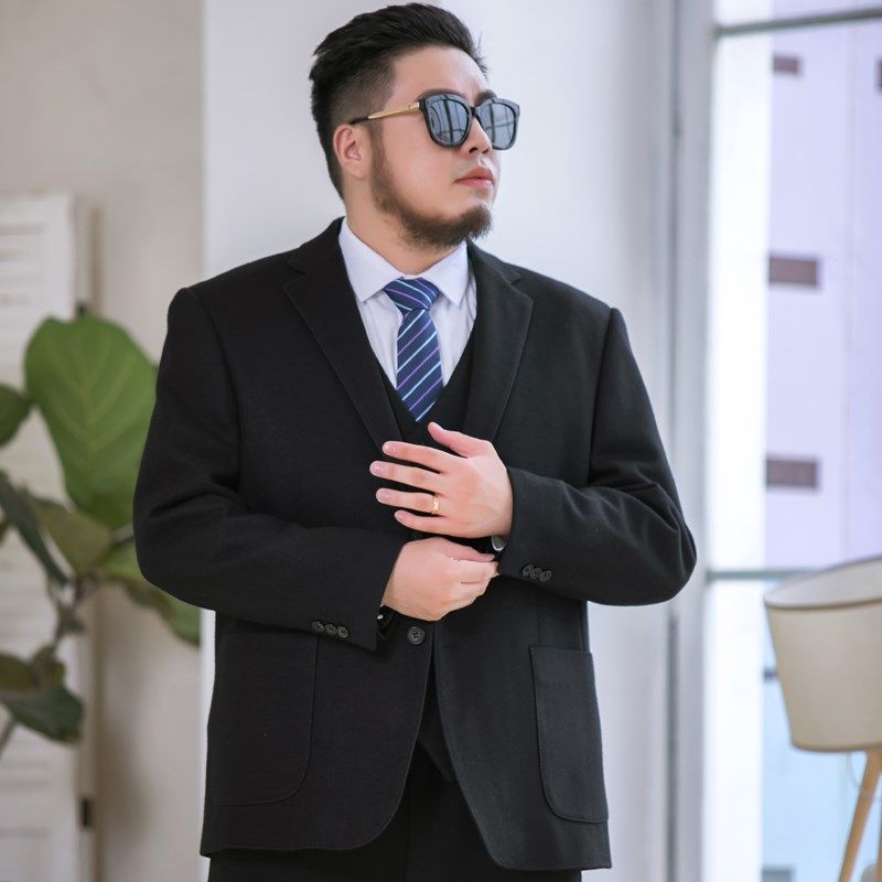 大码西装男西服套装加肥加大胖子商务职业装新郎结婚礼服外套正装