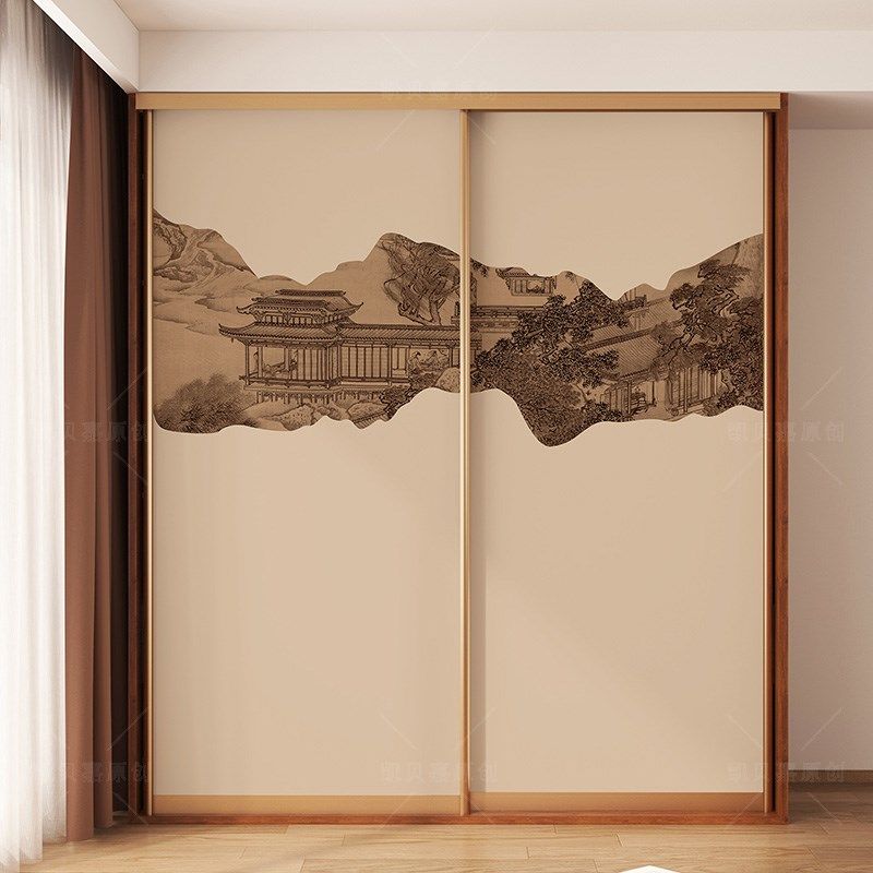 凯贝嘉衣柜门贴纸自粘翻新改造旧家具柜子装饰贴画卧室新中式壁纸,家居饰品,软装墙贴,淘宝优惠券,粉丝福利购,淘宝优惠卷