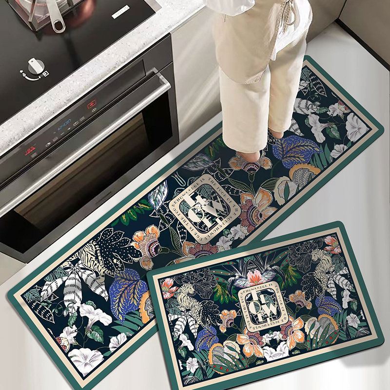 厨房防滑吸油脚垫长方形硅藻泥吸水垫美式热带风防尘地垫脚垫门垫,居家布艺,厨房地垫,淘宝优惠券,粉丝福利购,淘宝优惠卷