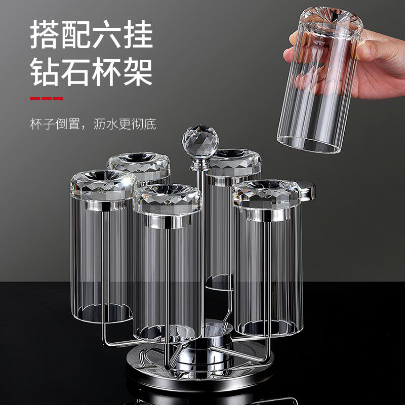 高档水晶玻璃杯客厅家用水杯套装喝水牛奶加厚高硼硅隔热绿茶杯子