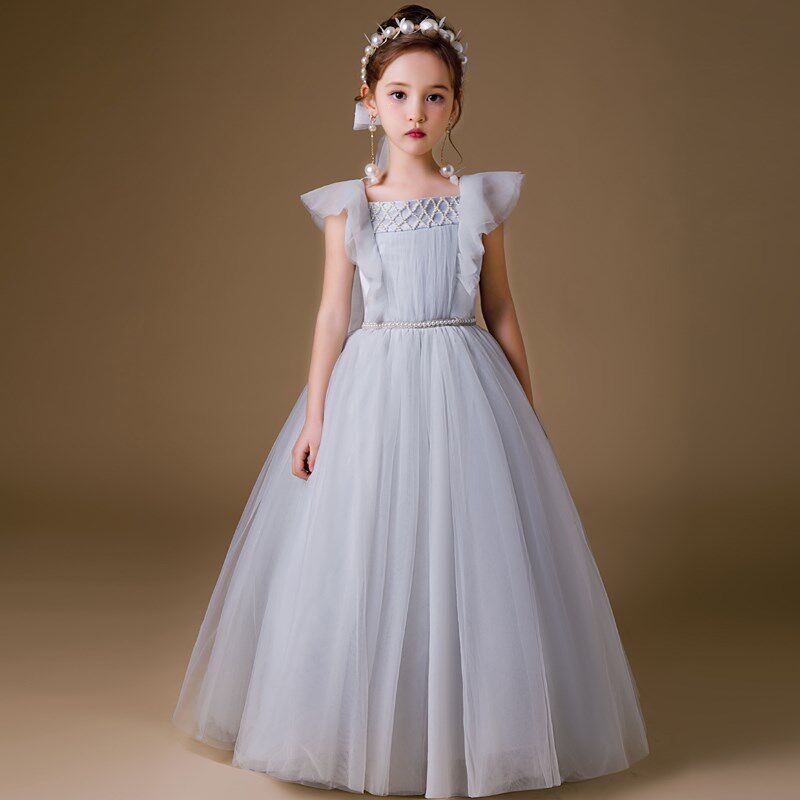 高端女花童婚纱小女孩十岁生日公主裙儿童钢琴演奏长笛演出晚礼服
