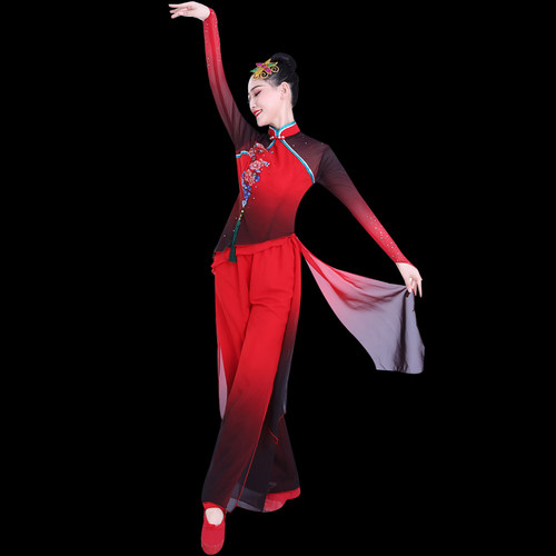 新款秧歌服古典舞蹈服女飘逸广场舞伞舞扇子舞中国风民族舞演出服