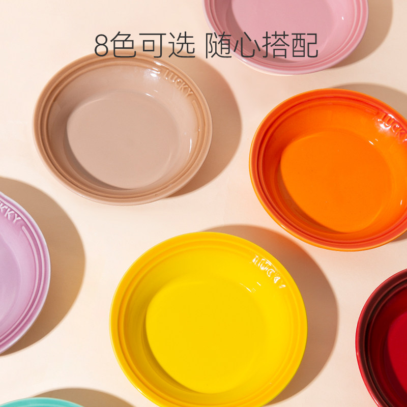 猫碗陶瓷猫咪餐盘酷彩猫粮碗猫食盆宠物专用水碗饭碗猫盘子防打翻