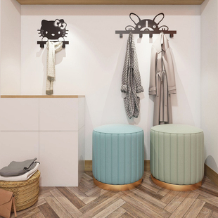 北欧布艺梳妆台网红凳子客厅沙发凳创意化妆凳小板凳家用换鞋圆凳