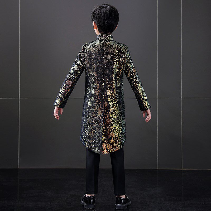 儿童主持人礼服男童花童小西装套装钢琴表演燕尾服走秀演出服英伦