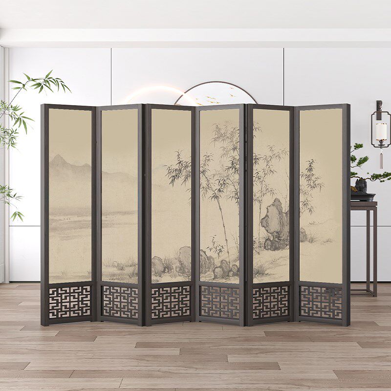 实木屏风隔断中式仿古屏风镂空玄关客厅办公屏风双面图