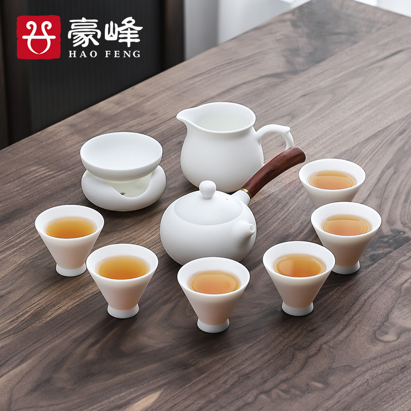 豪峰白瓷功夫茶具套装家用会客泡茶壶茶杯办公室整套送礼