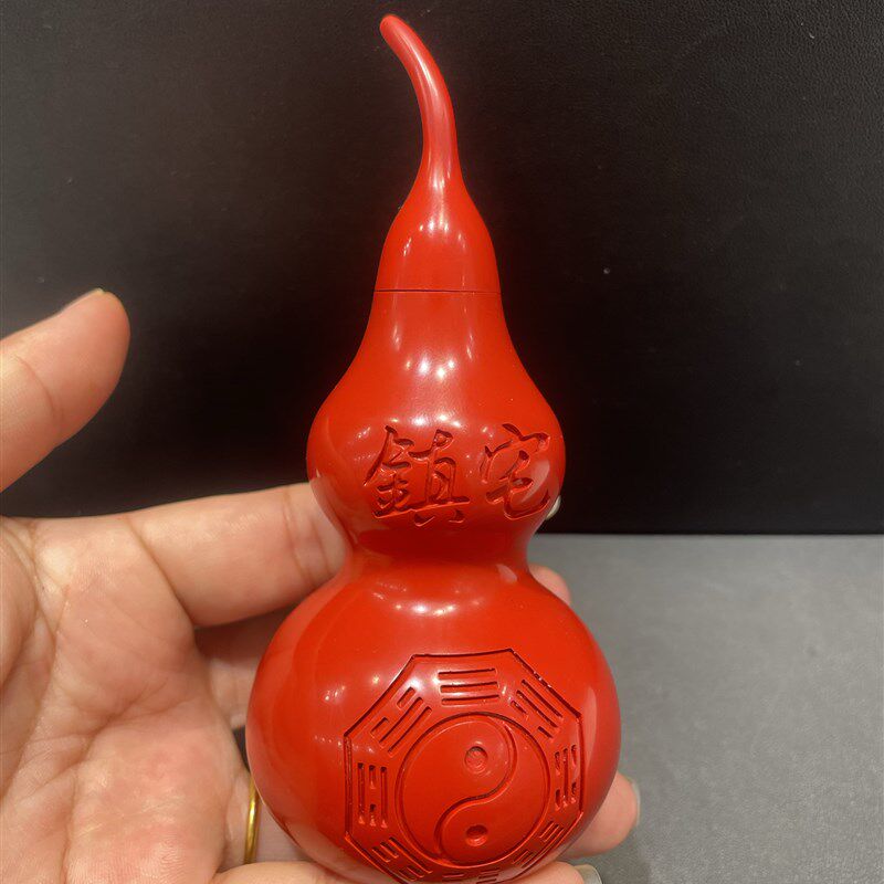 朱砂摆件葫芦款红砂大号开口葫芦摆件双面雕刻可打开家中办公室等