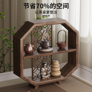 桌面小型收纳博古架实木中式茶杯架子置物架茶室茶桌上茶台展示架
