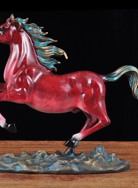 黄铜红色马摆件马到成功工艺品招财客厅玄关办公室老板桌开业礼品