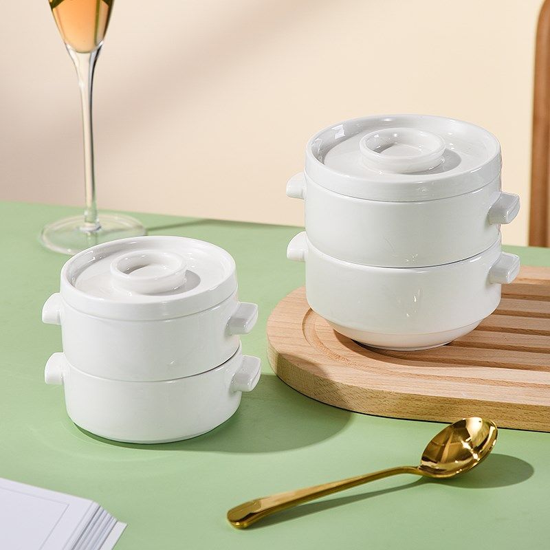 陶瓷双耳点心蒸盅中式双层蒸隔炖蛋碗餐厅商用炖粥盅酒店小号炖罐,厨房/烹饪用具,炖锅/炖煲/汤煲,淘宝优惠券,粉丝福利购,淘宝优惠卷