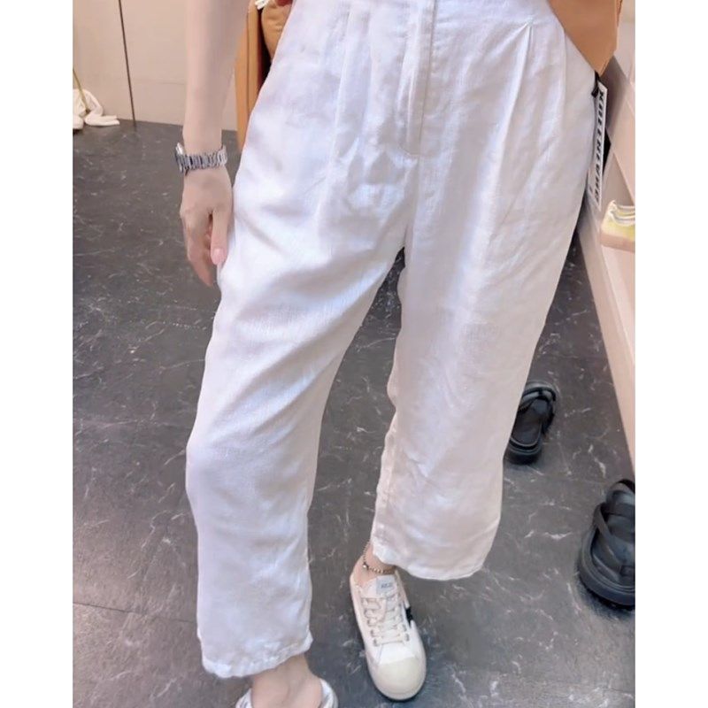 2024年夏季薄款新款白色阔腿九分休闲裤子女大码宽松显瘦直筒裤,女装/女士精品,大码裤装,淘宝优惠券,粉丝福利购,淘宝优惠卷