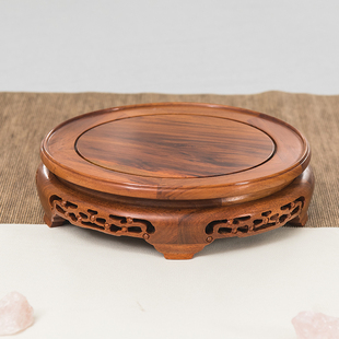 实木底座圆形工艺品摆饰酸枝木花瓶花盆佛像茶壶酒瓶葫芦木底托架