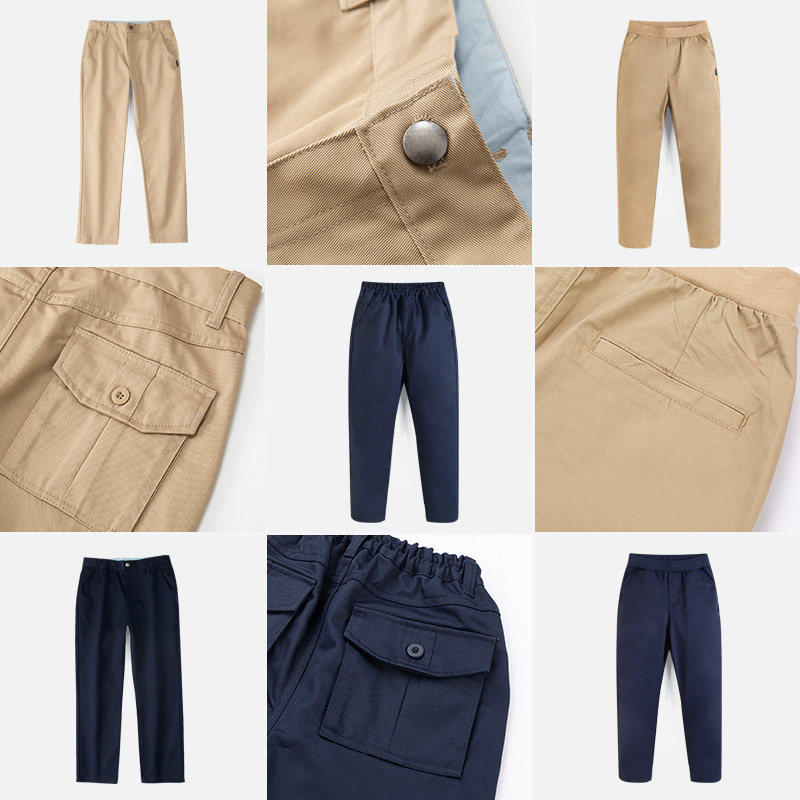 星森图英伦风校服长裤卡其色休闲裤直筒西装裤男女童礼服校服裤子