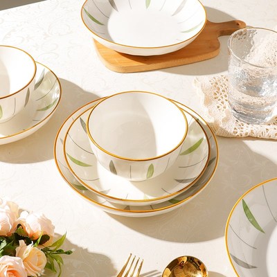 怀瑾简约盘子菜盘2025新款陶瓷碗碟餐具釉下彩餐盘高级感碟子深盘