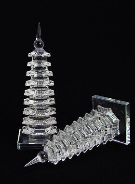 水晶文昌塔带门9层书房客厅办公室桌面玄关摆件装饰建筑学生玻璃