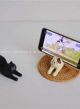 伸懒腰猫咪手机支架 懒人支撑架质感很好的可爱摆件家居装饰品