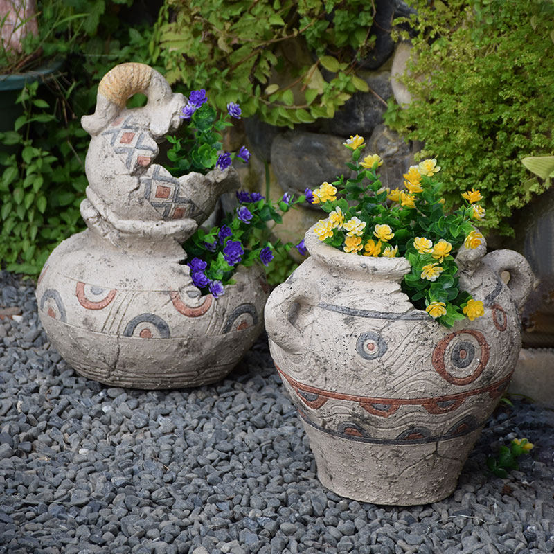 花园装饰庭院创意造型复古花盆怀旧景观布置园艺杂货多肉花缸摆件