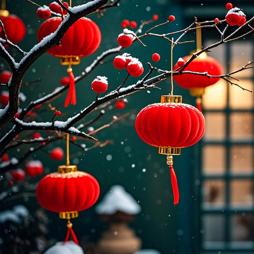 2025新款新年小红灯笼挂饰春节大门口植绒过年喜庆绿植装饰品挂件