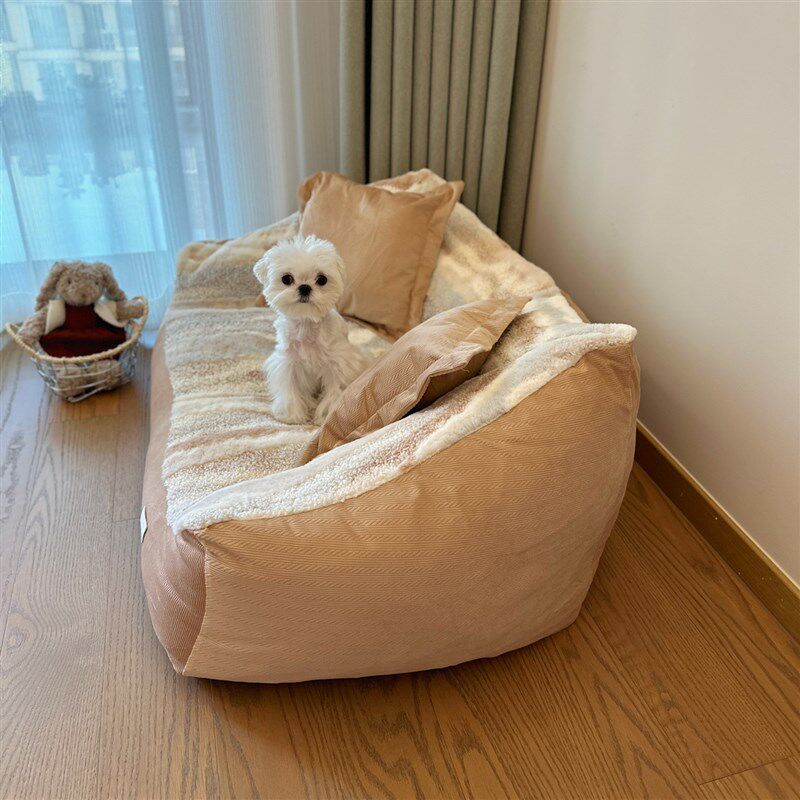 慵懒宠物沙发懒狗大号狗窝送枕头全可拆洗秋冬加绒加厚狗床毛绒垫