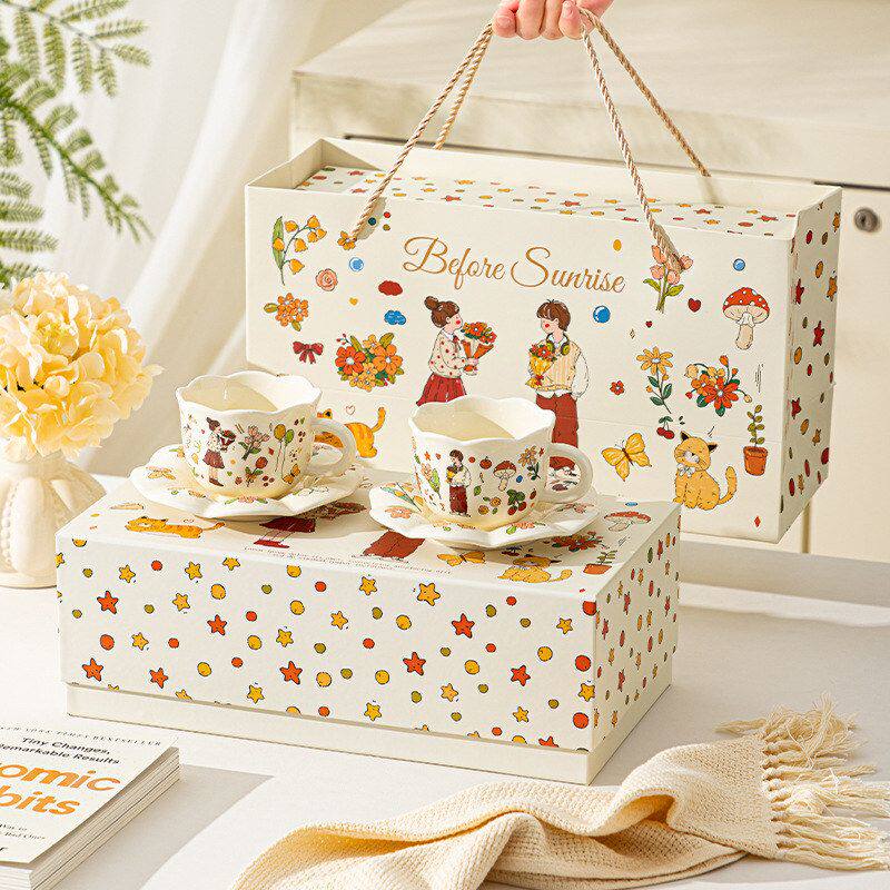 陶瓷咖啡杯情侣对杯情人节结婚送礼乔迁礼盒杯子送礼马克杯碟套装