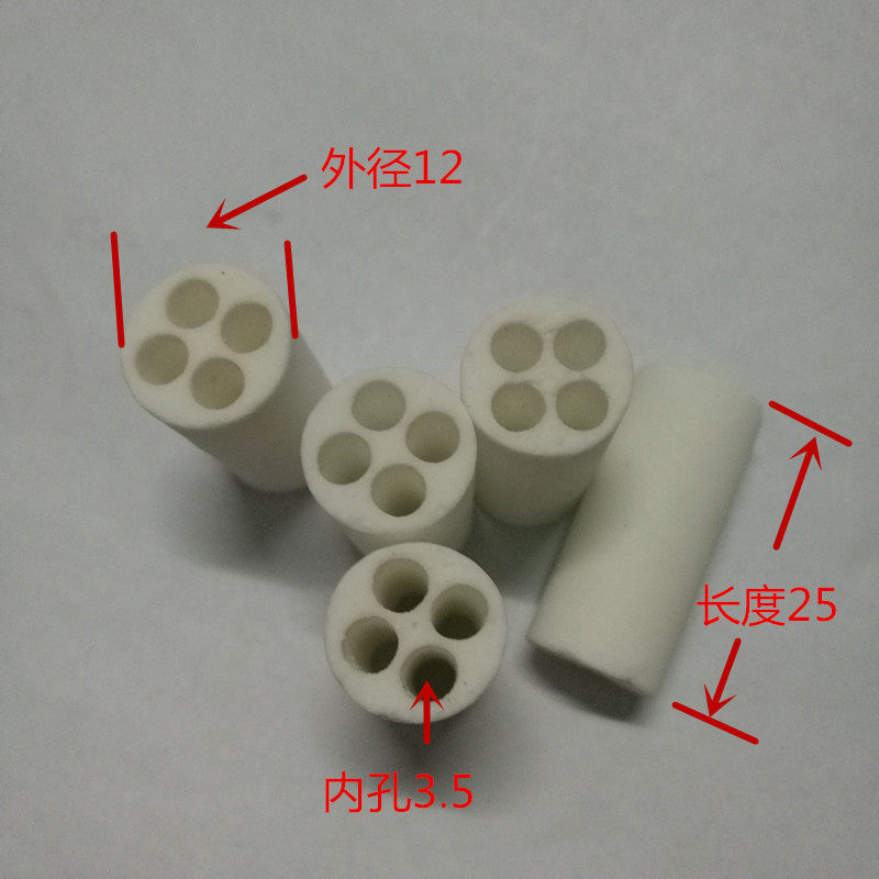 四孔瓷珠12*25*3.5耐高温瓷管孔3.5 热电偶穿线瓷珠 高频四眼瓷珠