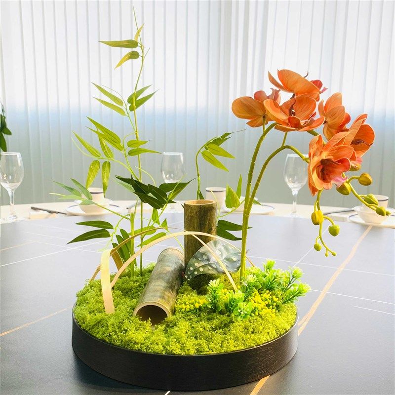 酒店餐桌花摆花圆桌转盘中间高端仿真花摆件餐厅包厢桌面装饰花艺,家居饰品,餐桌花艺,淘宝优惠券,粉丝福利购,淘宝优惠卷