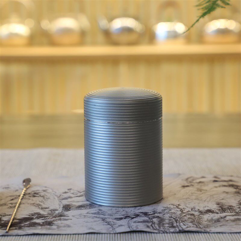 秦藏阁 丝目纹锡罐 纯手工锡制茶叶罐双盖密封茶罐绿茶保鲜
