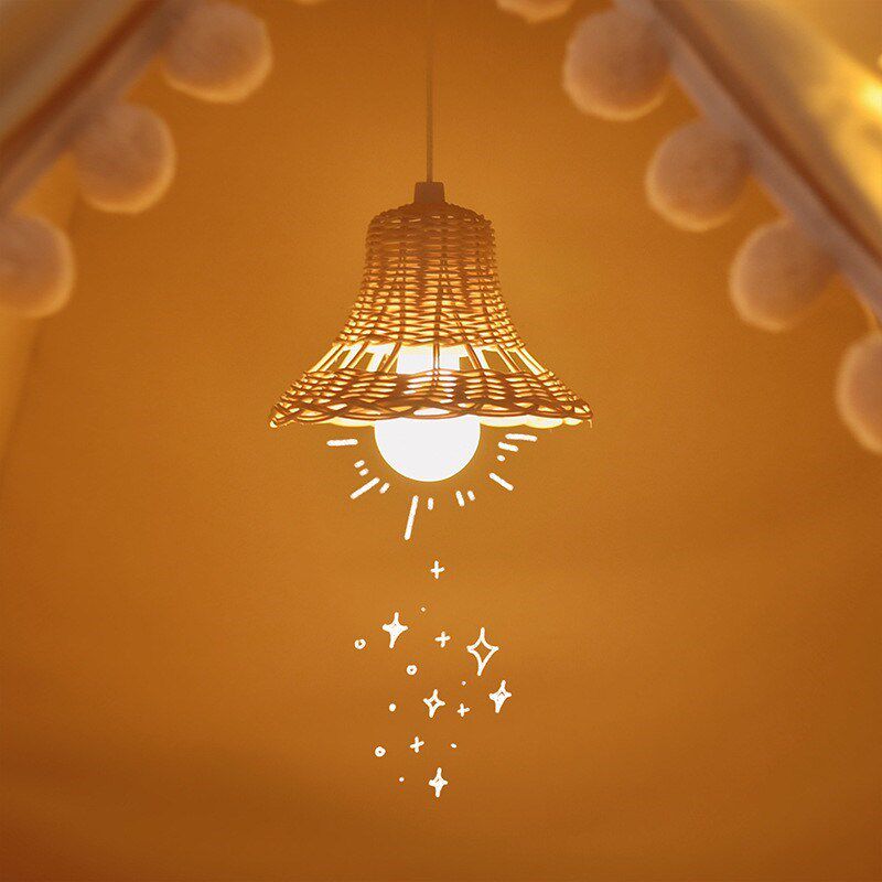 小圆肚儿童帐篷装饰灯手工编织灯罩摄影道具手工编织藤编灯吊灯