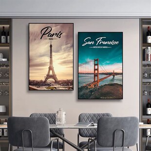 风景挂画城市地标建筑装饰画客厅沙发背景墙画意大利巴黎壁画餐厅