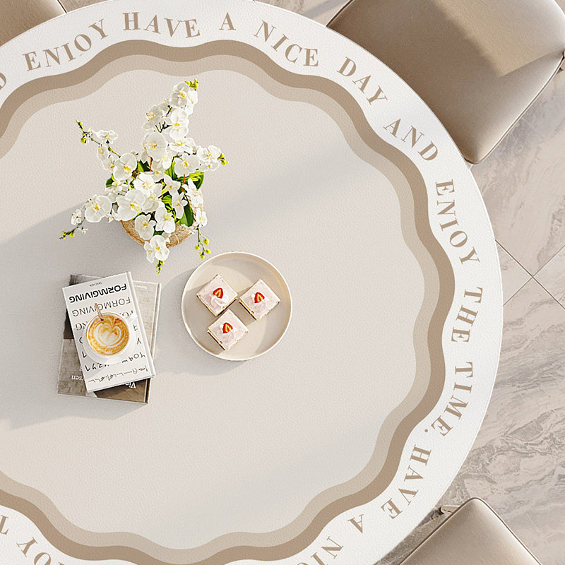 皮革圆桌布免洗防水防油防烫桌垫奶油风家用茶几垫子圆形餐桌台布,居家布艺,桌布,淘宝优惠券,粉丝福利购,淘宝优惠卷