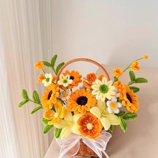 手工编织diy扭扭棒郁金香花束花篮材料包自制仿真花送老师女朋友