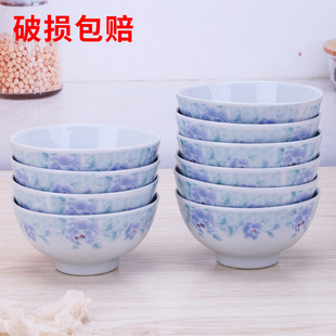 5寸吃饭碗家用套装陶瓷微波炉专用的碗老式碗不烫手10个装复古瓷