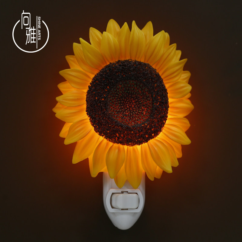 向雅艺品向日葵小夜灯插电led节能床头护眼卧室睡眠插座灯太阳花,家装灯饰光源,小夜灯,淘宝优惠券,粉丝福利购,淘宝优惠卷