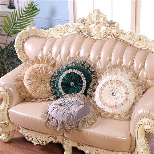 高档床头汽车靠枕沙发车轮南瓜抱枕圆形纯色蕾丝套拆洗水晶扣欧式,居家布艺,靠垫/抱枕,淘宝优惠券,粉丝福利购,淘宝优惠卷