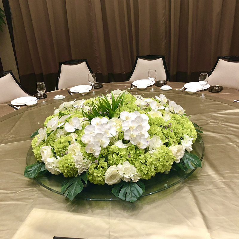 高档圆形大餐桌上的装饰花仿真花酒店餐厅电动转盘花摆放花卉假花,家居饰品,仿真花/假花,淘宝优惠券,粉丝福利购,淘宝优惠卷