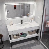 落地柜智能洗漱台岩板台面陶瓷一体盆组合洗脸盆洗手台落地支撑架