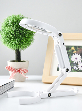 5倍11倍高倍带LED灯台式放大镜可折叠手持放大镜阅读维修usb接口