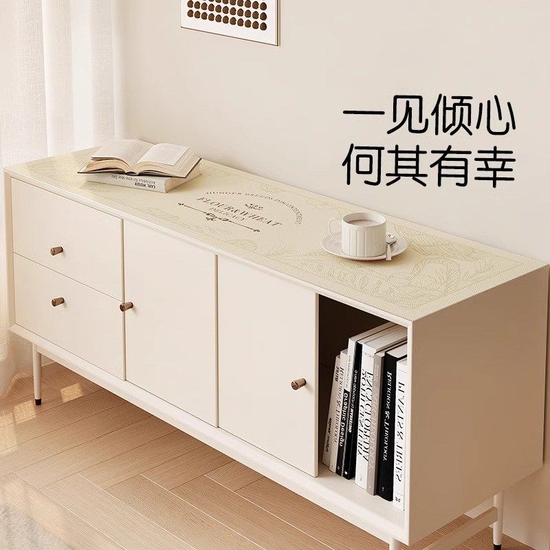 桌垫餐边柜2024新款茶几桌面保护垫防油防水奶油风电视柜天津垫子