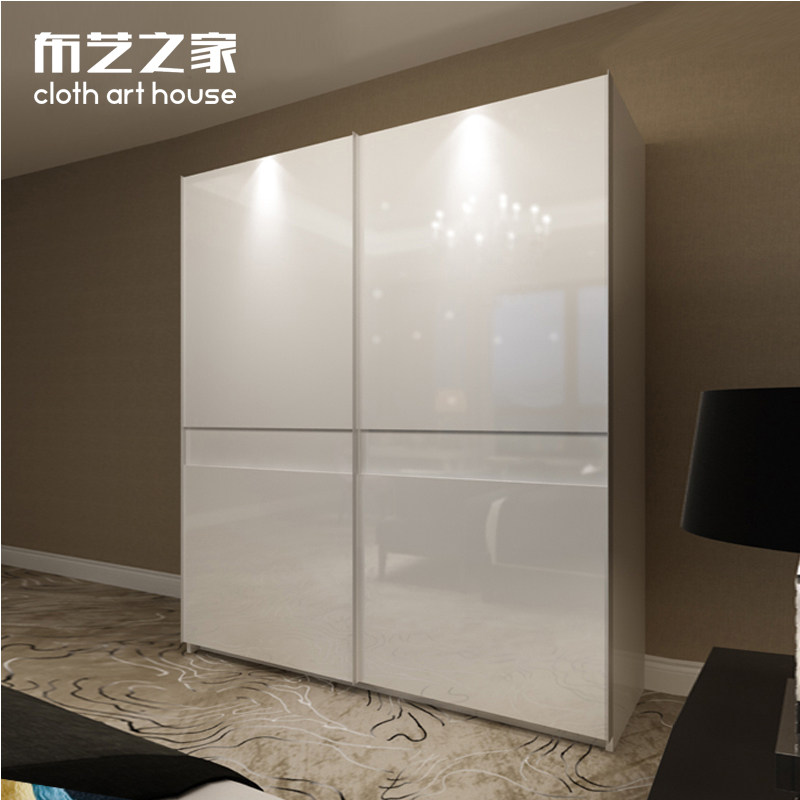 白色烤漆吊滑移门衣柜推拉门大衣橱整体衣柜板式卧室家具定制