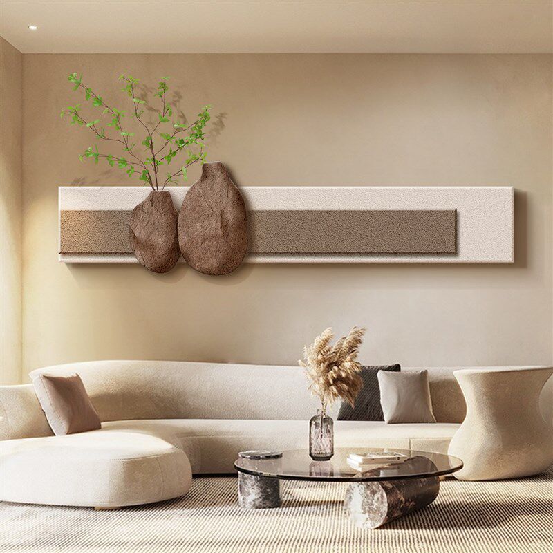 水培绿植砂岩客厅装饰画侘寂风沙发背景墙上壁画抽象艺术肌理挂画